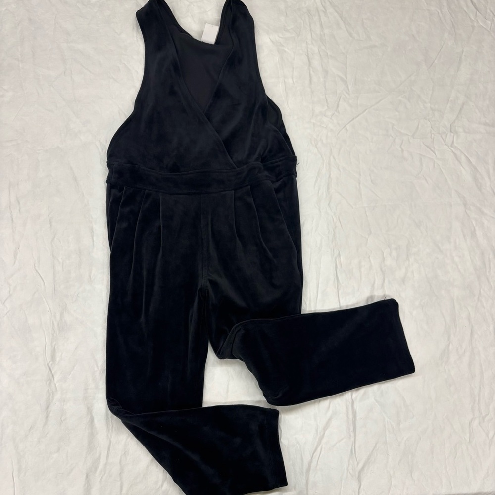 Tea Collection Black Pant Jumpsuit Romper Velour Size 7 VGUC